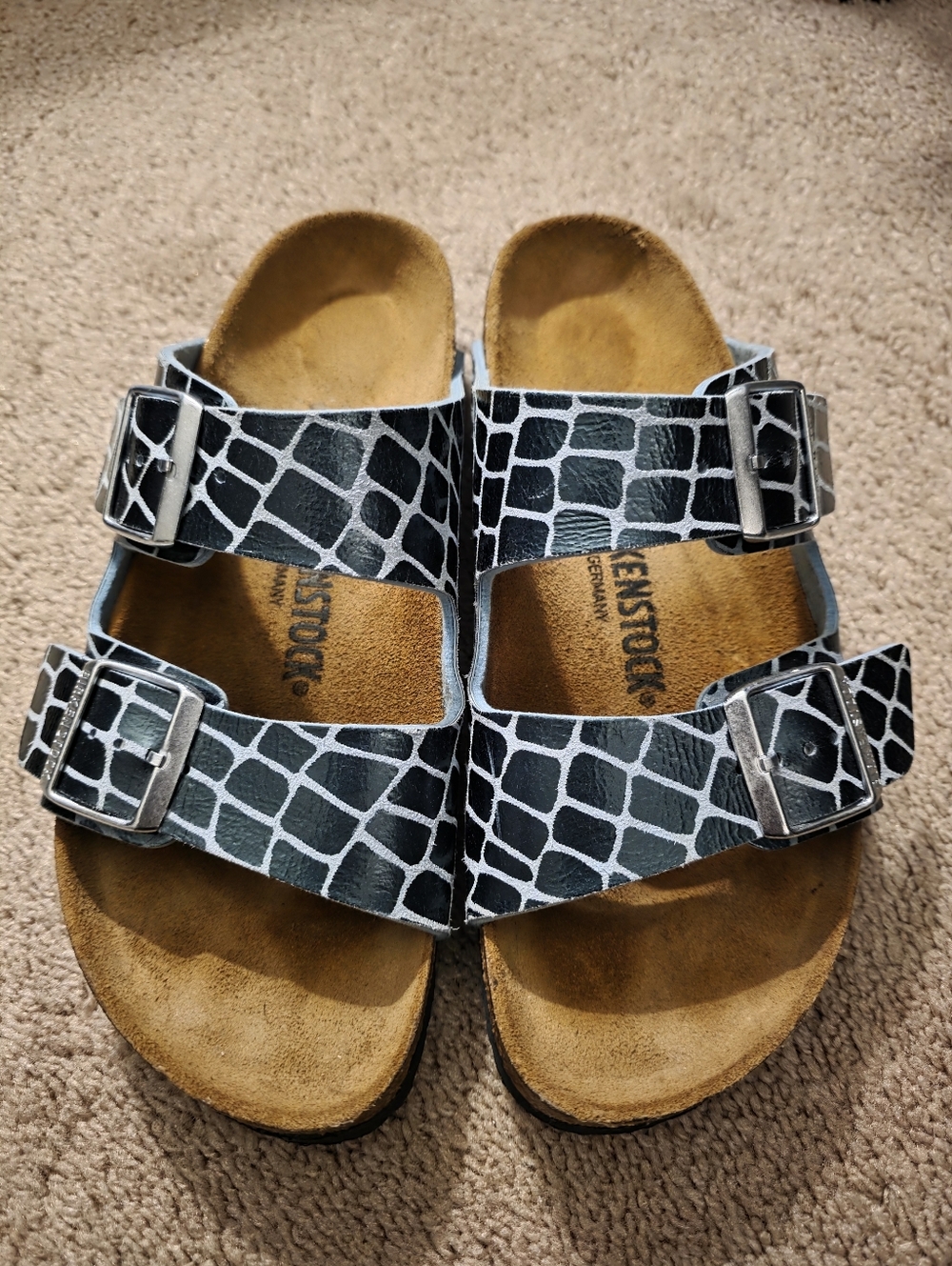 Birkenstock Arizona Ocean Breeze Gator Gleam Sandals NWOT US Size 8- 8.5 39
